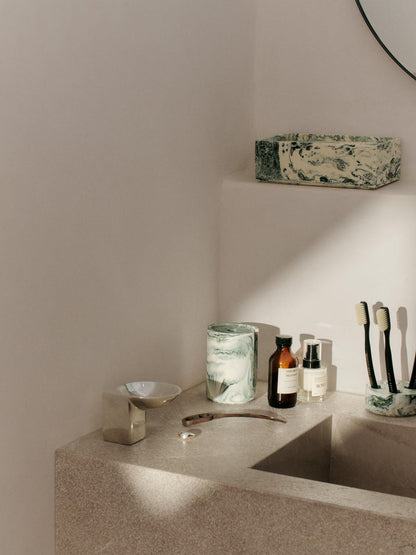 Mist Tissue Box - Emerald Off-White