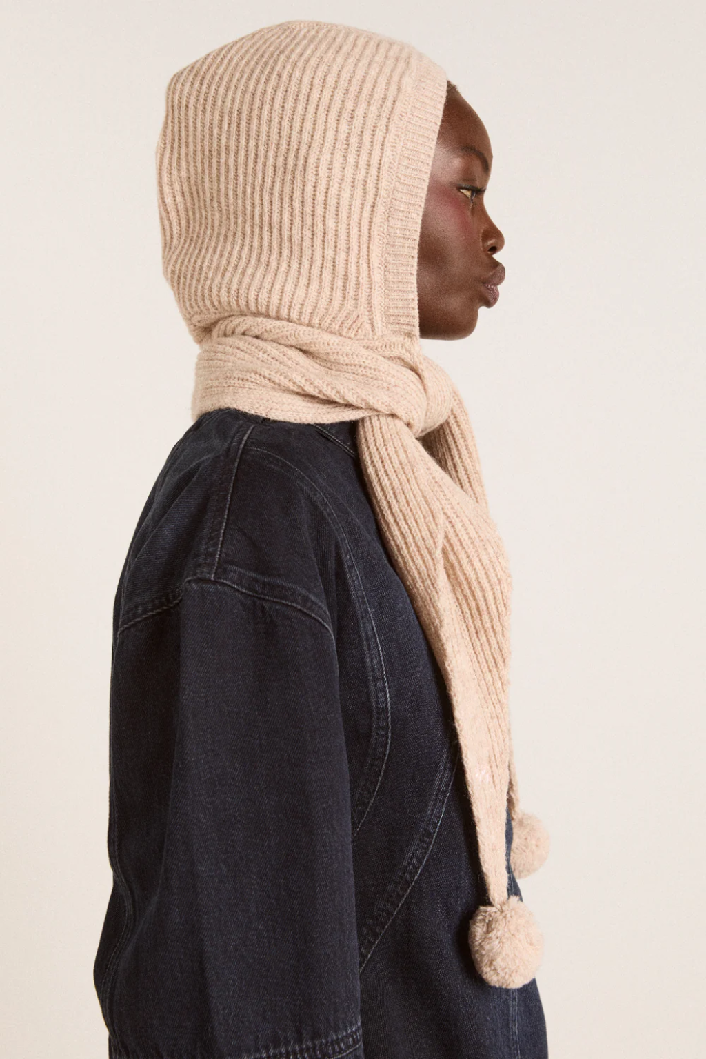 Tie Front Hood - Oatmeal