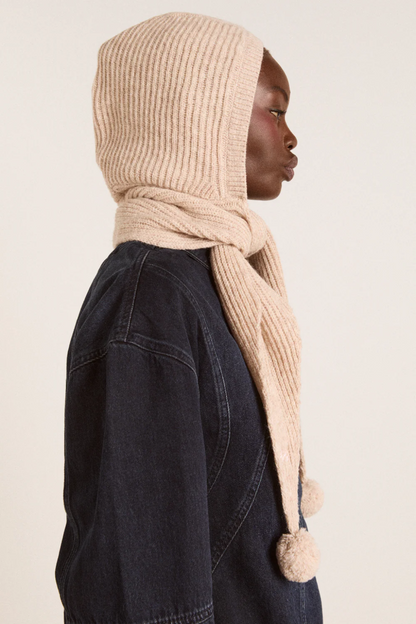 Tie Front Hood - Oatmeal