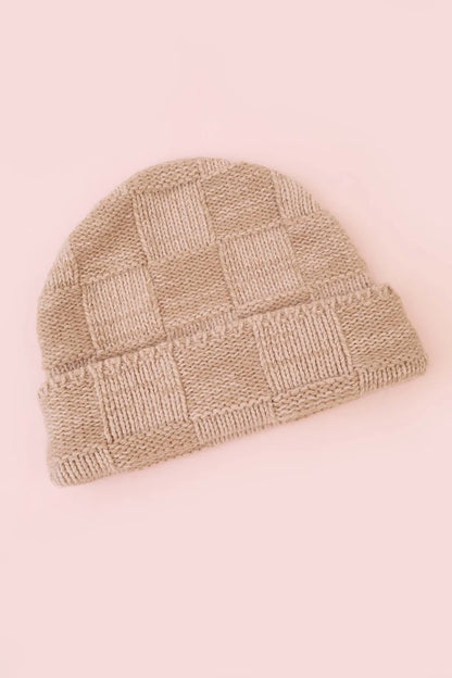 Check Beanie - Cream