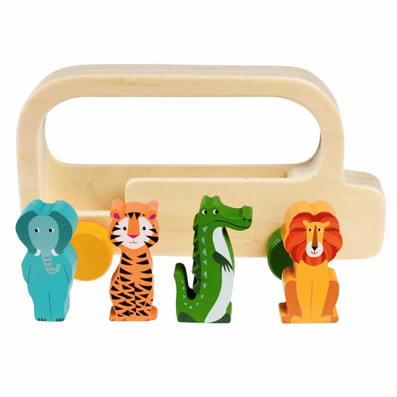 Wooden Bus Toy- Colourful Creatures