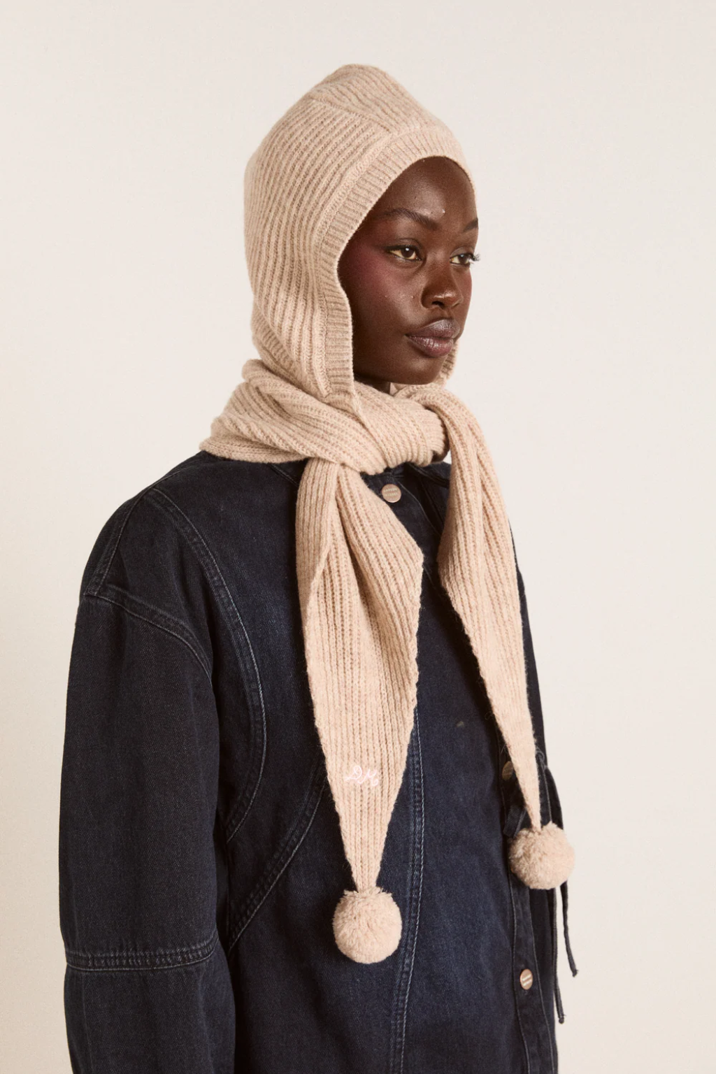 Tie Front Hood - Oatmeal