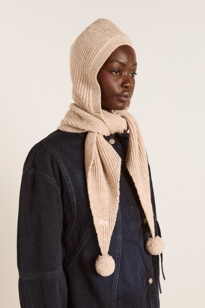 Tie Front Hood - Oatmeal