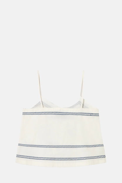 Embroidered Off White Top