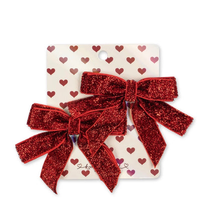 2 Pack Velvet Glitter Bow Hair Clips