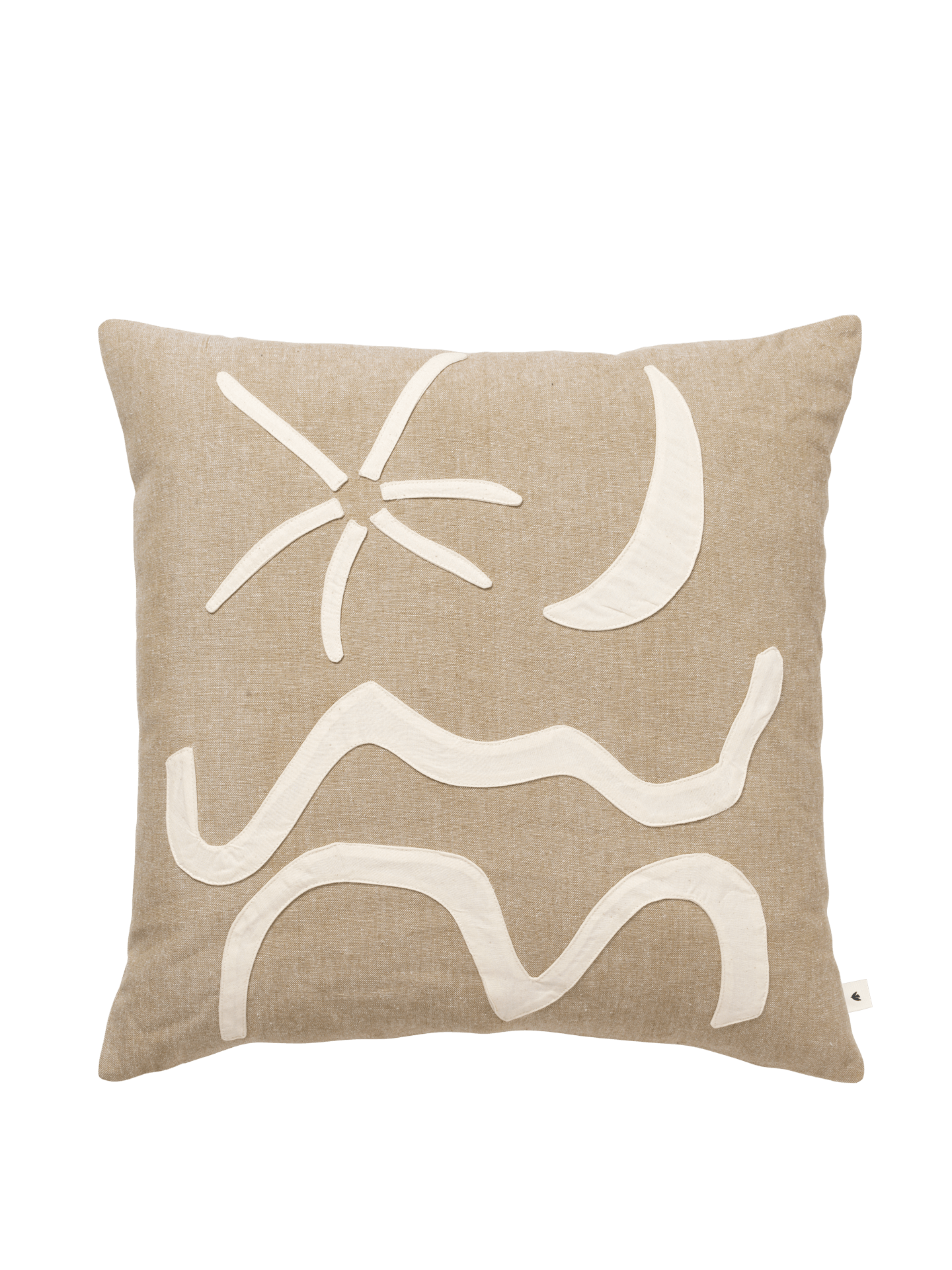 Kove Appliqué Cotton Cushion - Tan