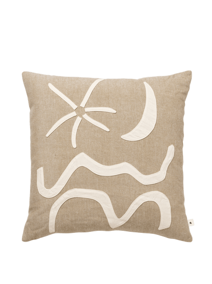 Kove Appliqué Cotton Cushion - Tan