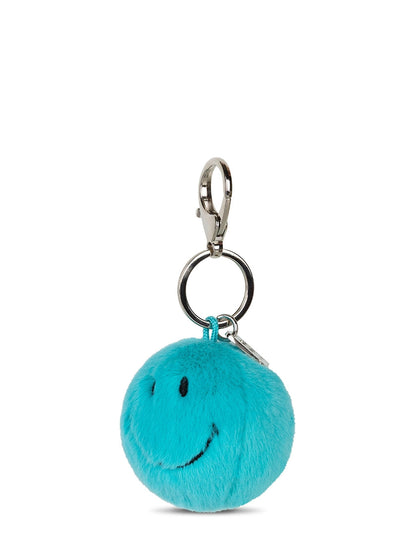 Smiley Keychain - Eco Fuzzy Teal
