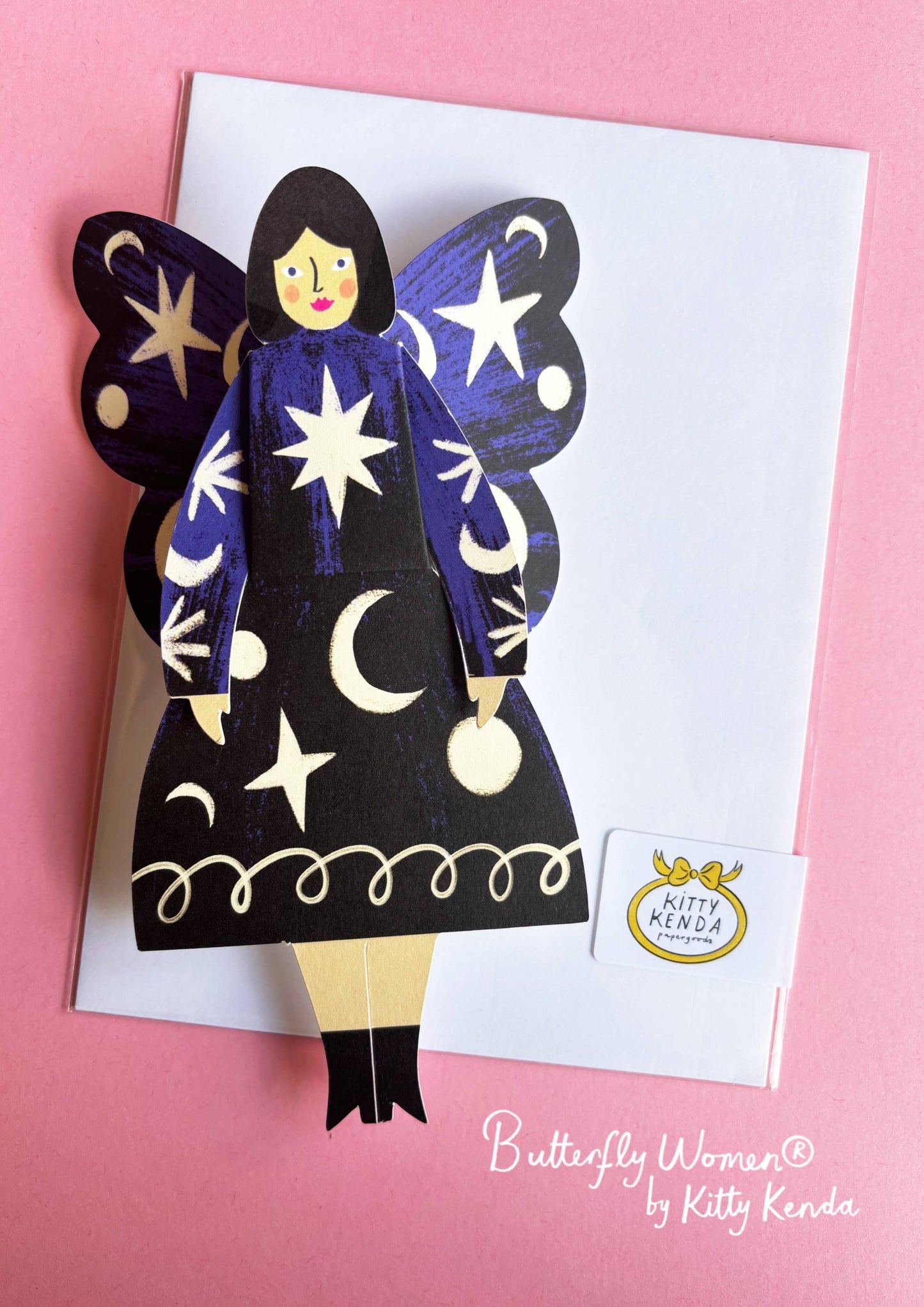 Butterfly Woman Sitting Greeting Card - Cosmic 