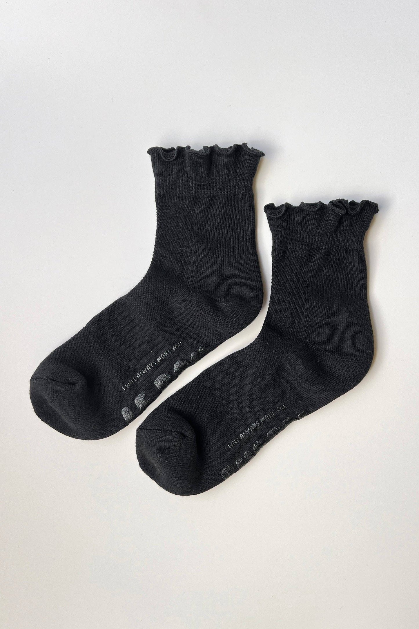 Ruffled Hugger Crew Socks - Black