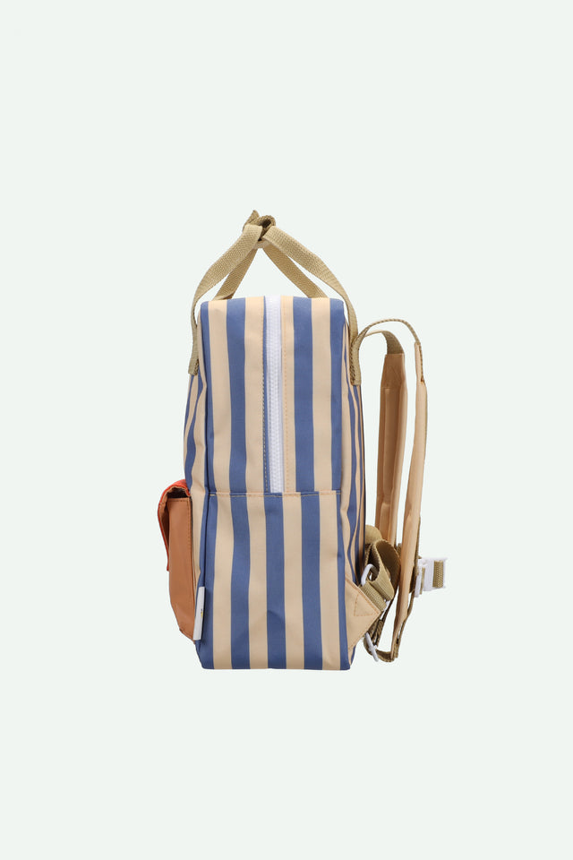 Backpack Medium Envelope - Stripes Whale Blue & Sandy