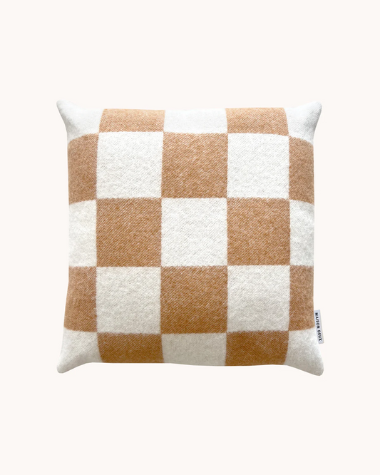 Checkerboard Cushion Terra White