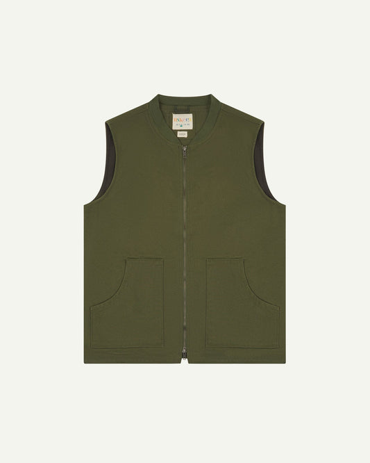 Canvas Vest With Patch Pockets - Coriander