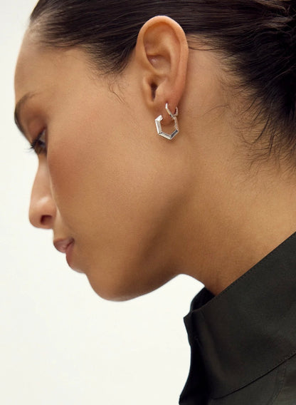 Medium Bevelled Hexagon Hoop Earrings
