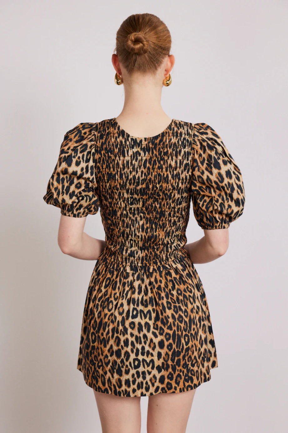 Bluebelle Shirred Mini Dress - Leopard