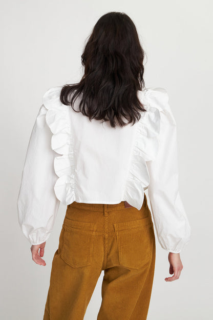 Blouse With Scallops & Embroideries - White