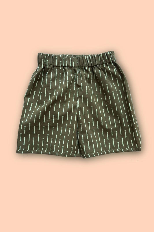 Block Print Shorts - Khaki Match