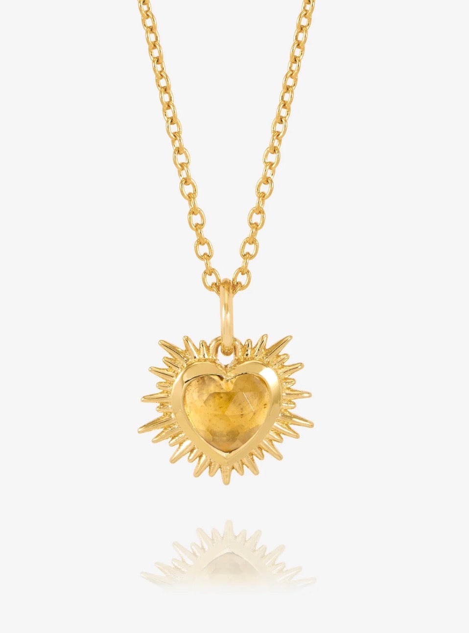 Electric Love November Birthstone Heart Necklace Gold - Citrine
