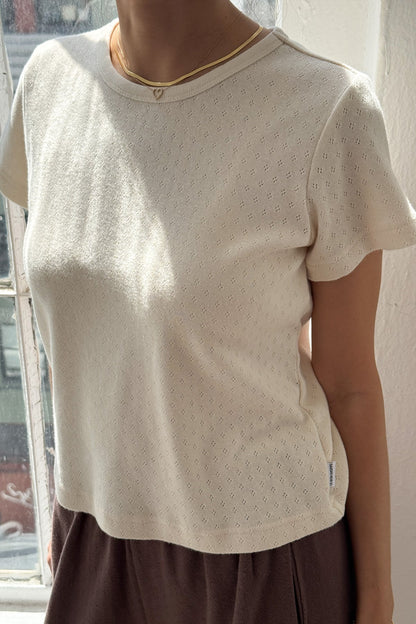 Pointelle Babe Tee - Natural