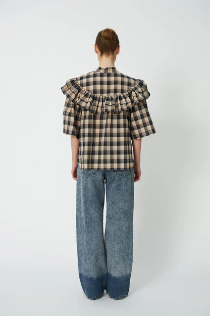 Frill Check Blouse