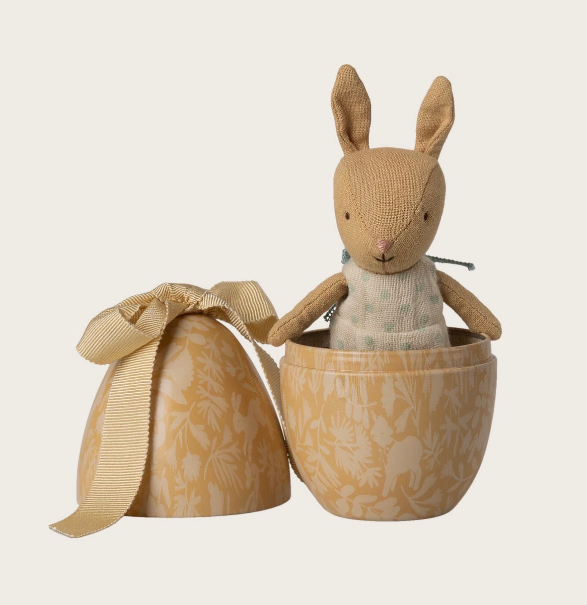 Micro Bunny In Small Easter Egg - Cream Yellow