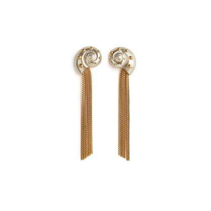 Inanna Spiral Mixed Metal Chain Earrings