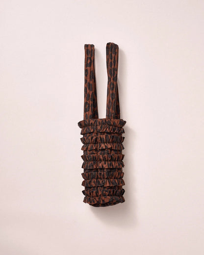 Dark leopard Wine Bag With Ruffles