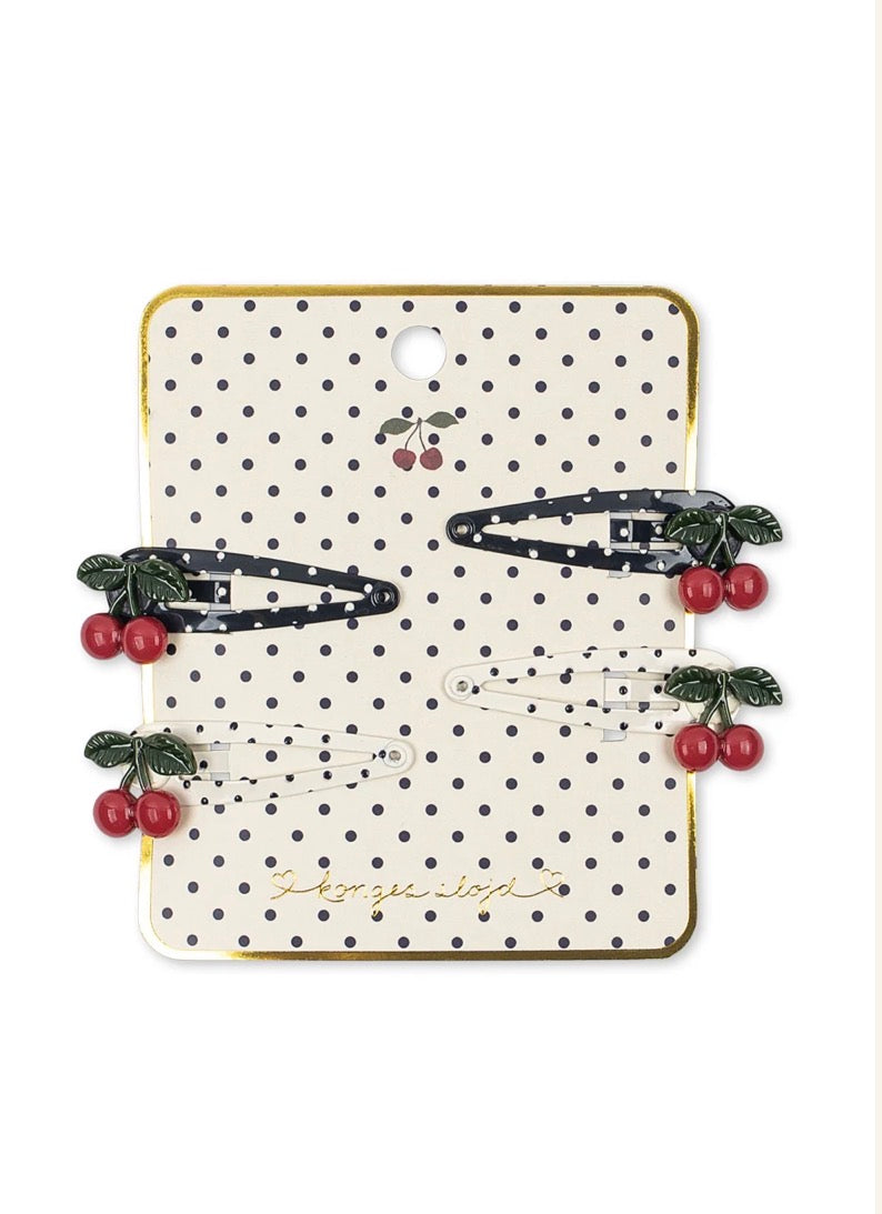 4 Pack Cherry Dot Hair Clips