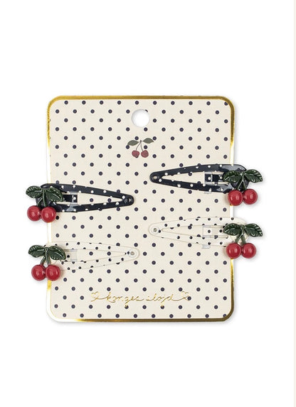 4 Pack Cherry Dot Hair Clips