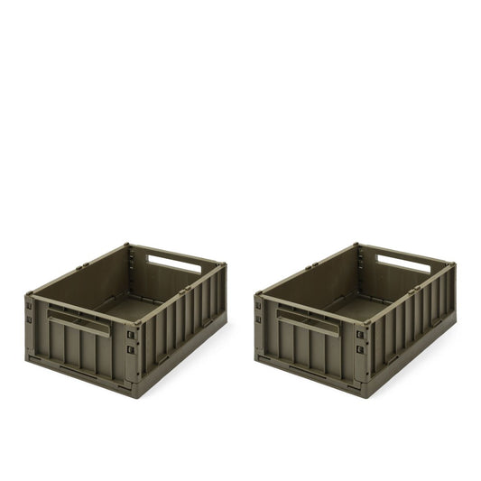 Weston Medium Storage Crate Pack of 2 - Army Brown