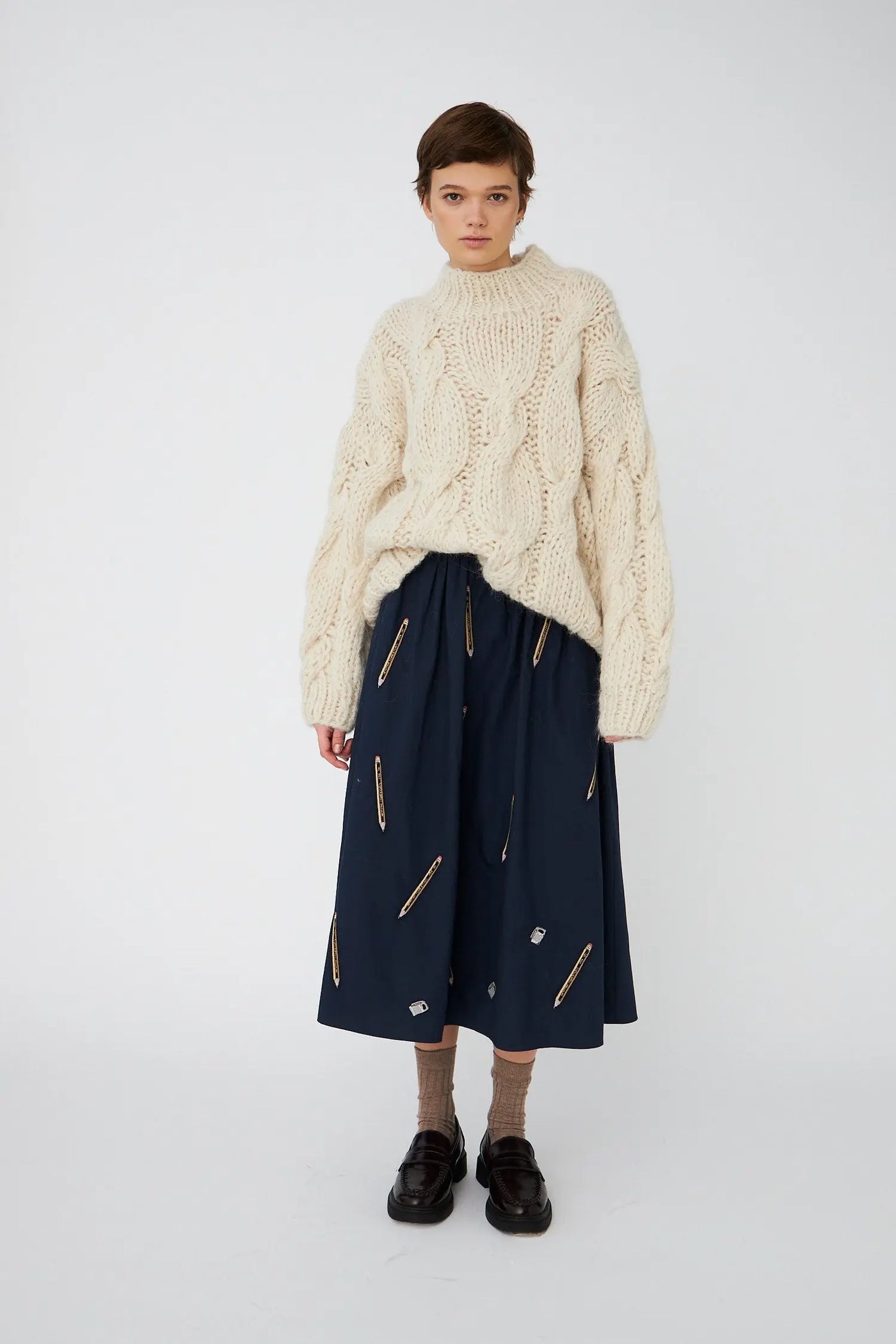 Handcrafted Cable Sweater From Peru - Creme