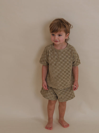 Dusky Checkerboard Terry Shorts