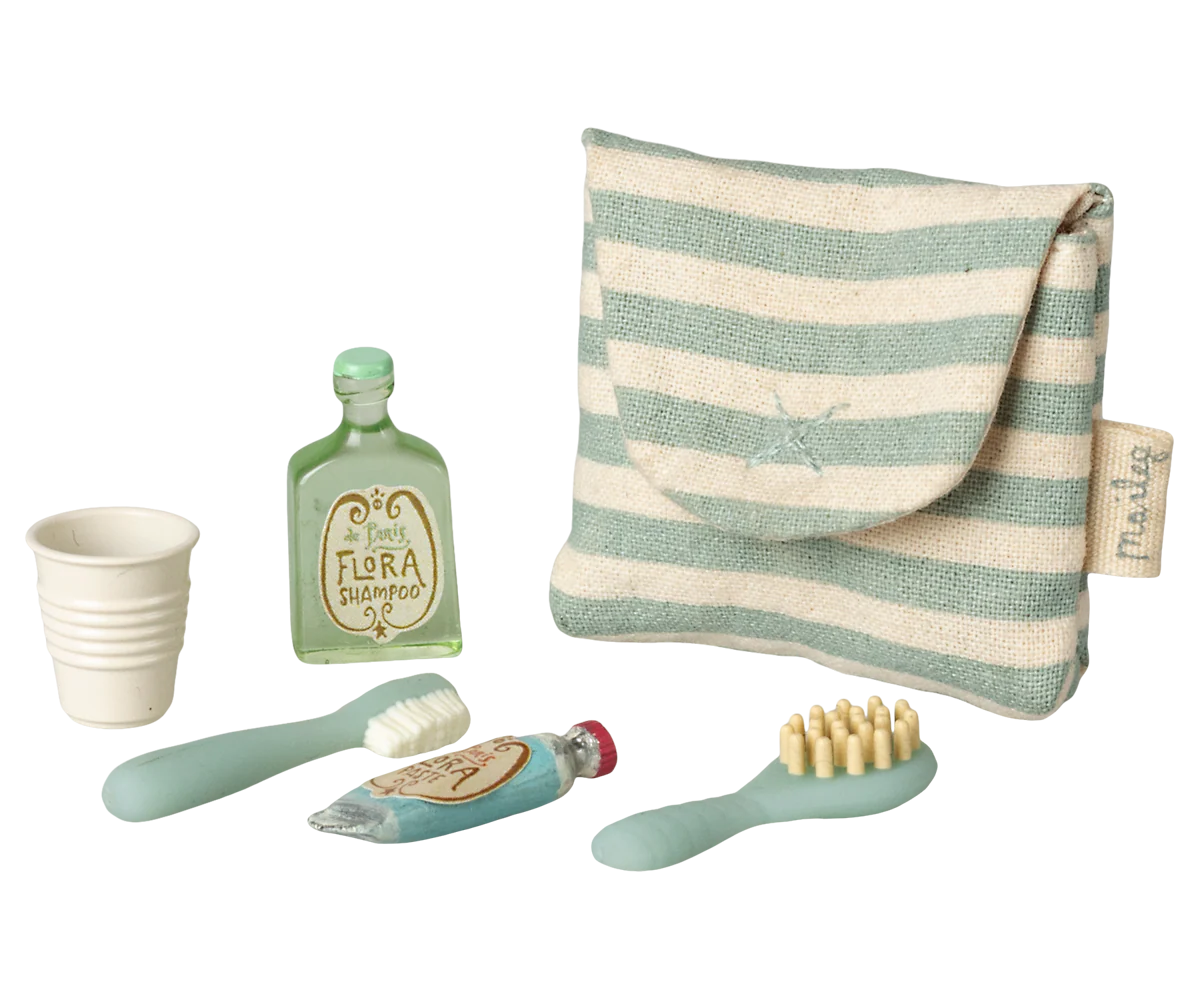Toiletry Bag Toothbrush Set Blue Stripe