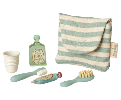 Toiletry Bag Toothbrush Set Blue Stripe