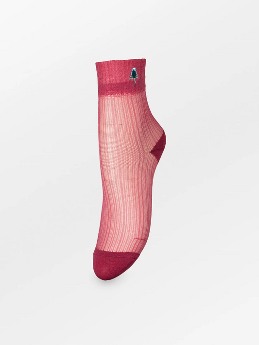 Bloomy Sheer Sock - Deep Claret Red
