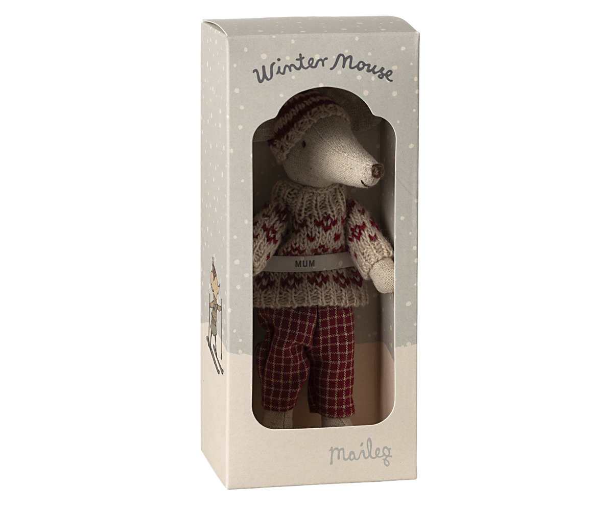 Winter Ski Mouse - Mum Red