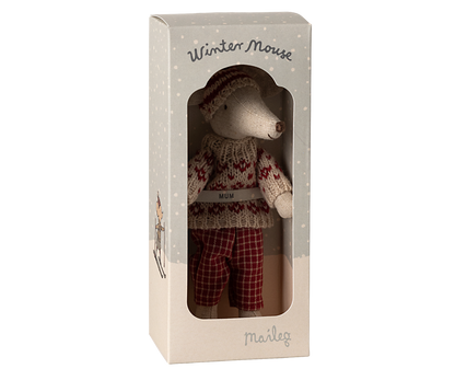 Winter Ski Mouse - Mum Red