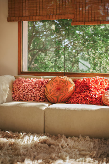 Rugged Wooled Cushion -  Pink