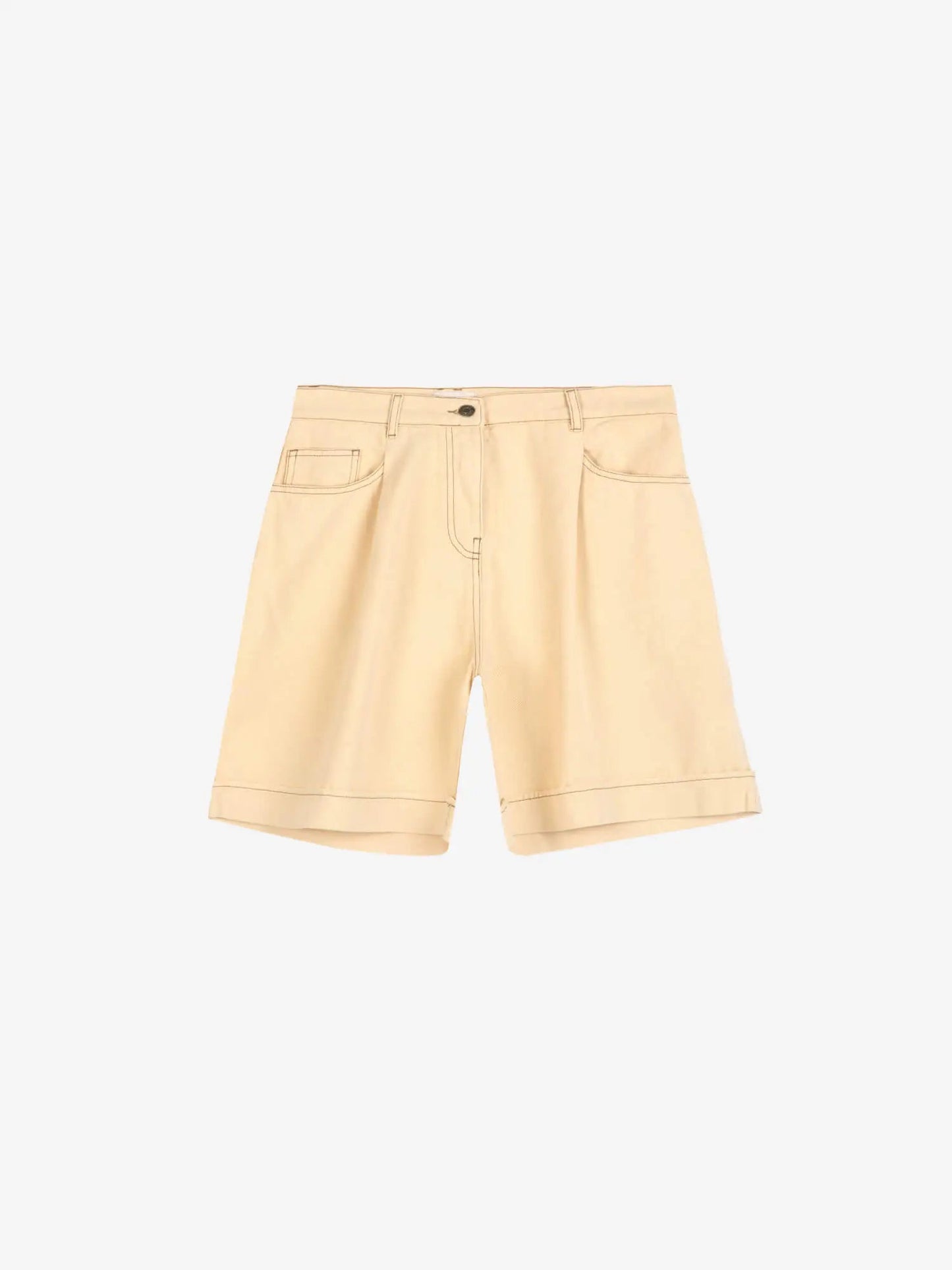 Pleated Twill Bermuda Short - Yellow