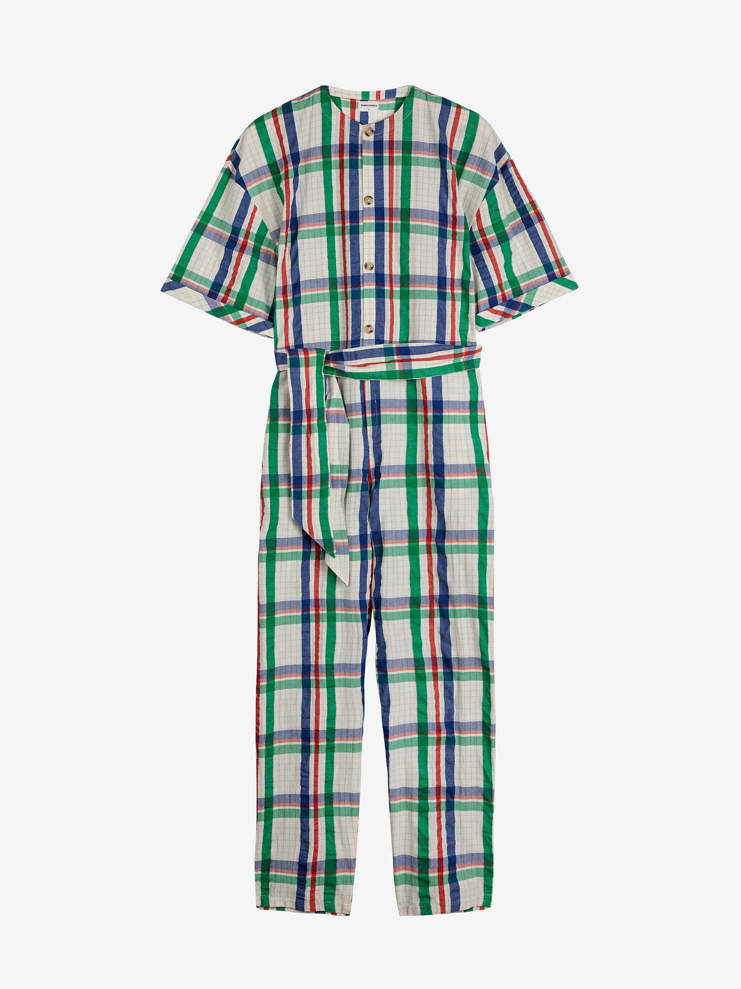Checked Short Sleeve Buttoned Overall
