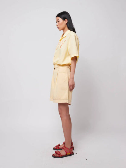 Pleated Twill Bermuda Short - Yellow