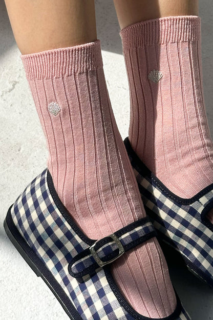 Her Socks - Pink Soda Silver Seashell