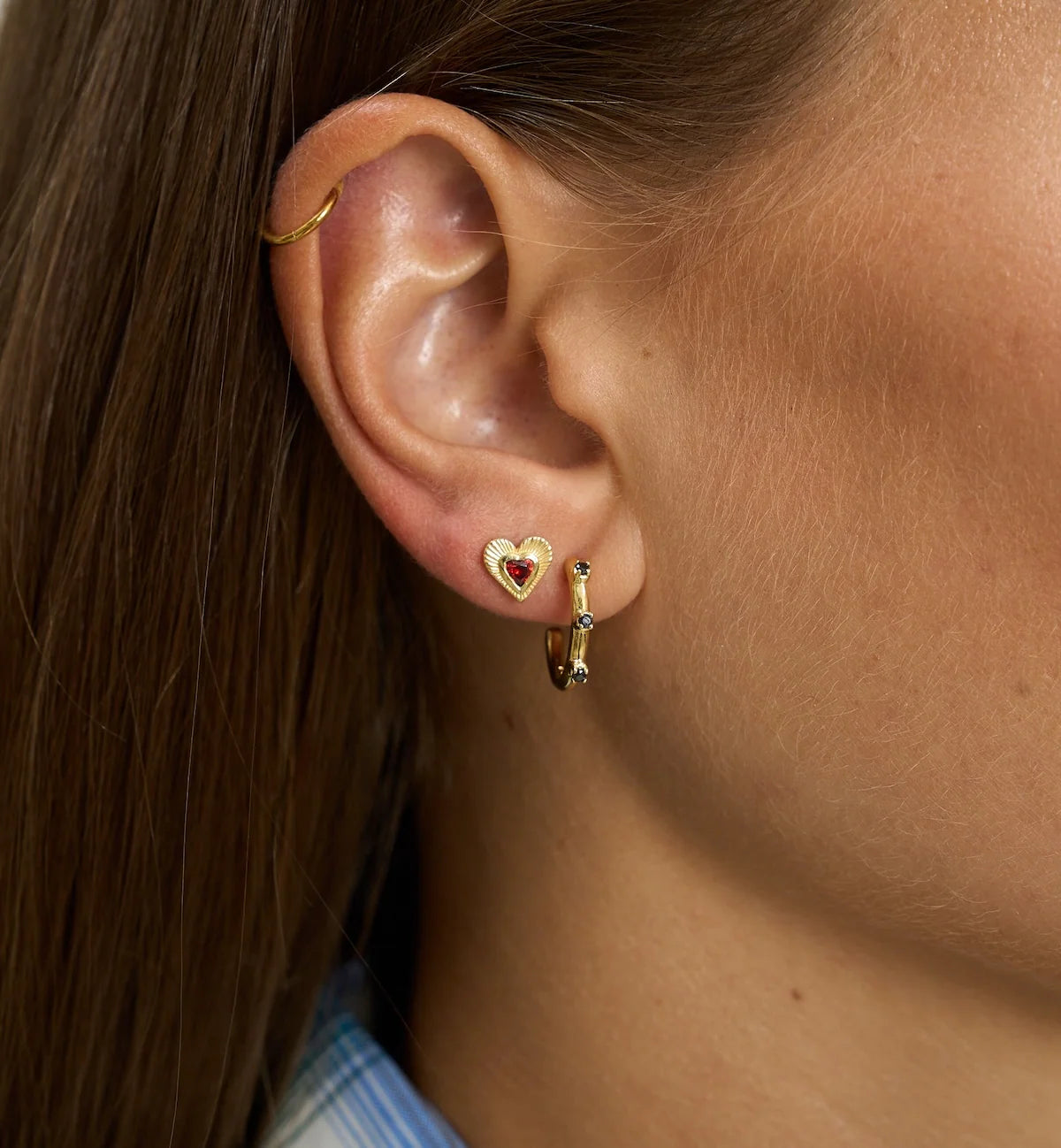 Single Rhapsody Love Stud - Gold Plated