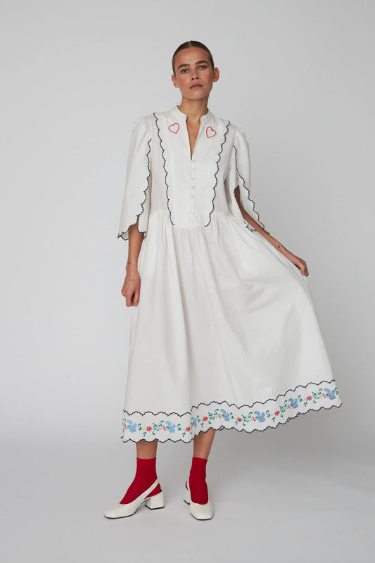 Coloured Embroiderd Loose Dress