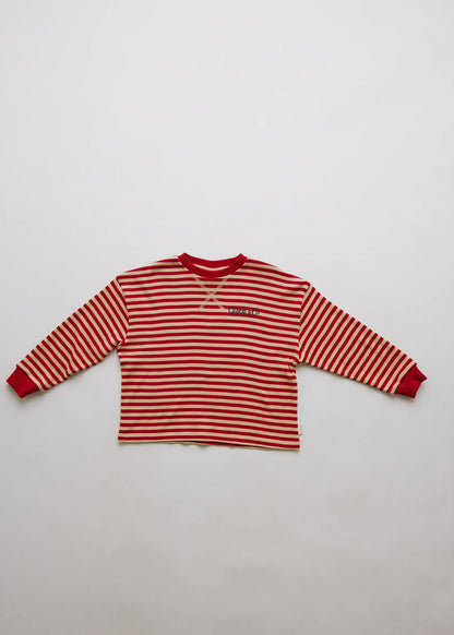 Jamie Crimson Stripe Long Sleeve Tee