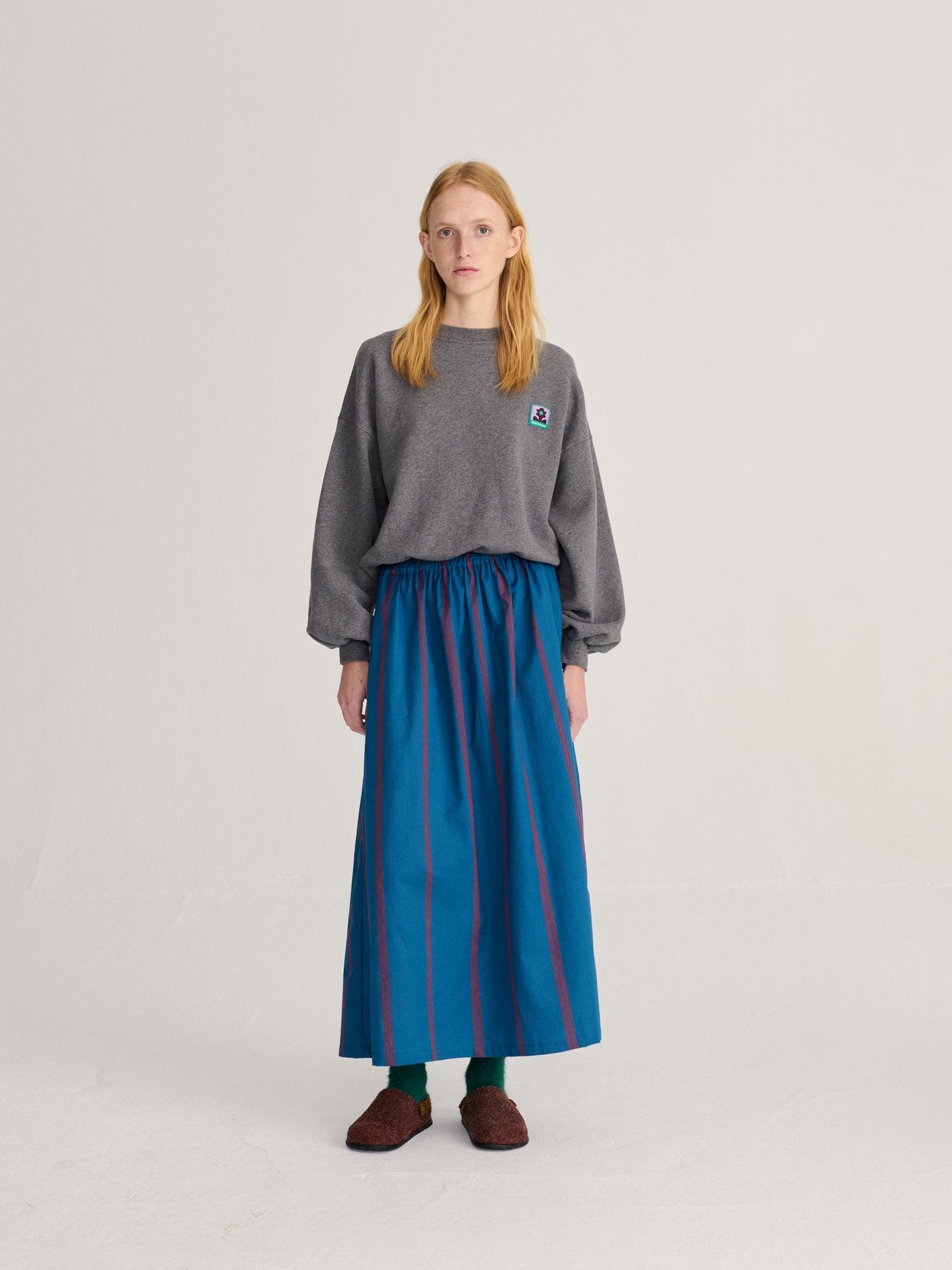 Prussian Blue Stripe Skirt