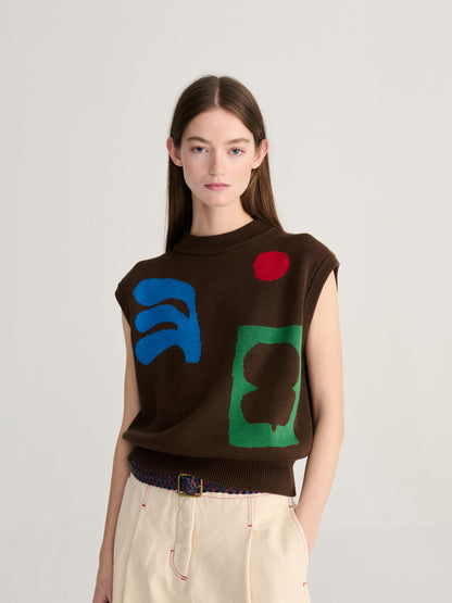 Dark Brown Knitted Vest