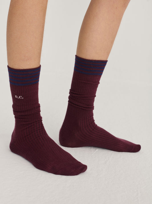 Knit Long Socks: Burgundy