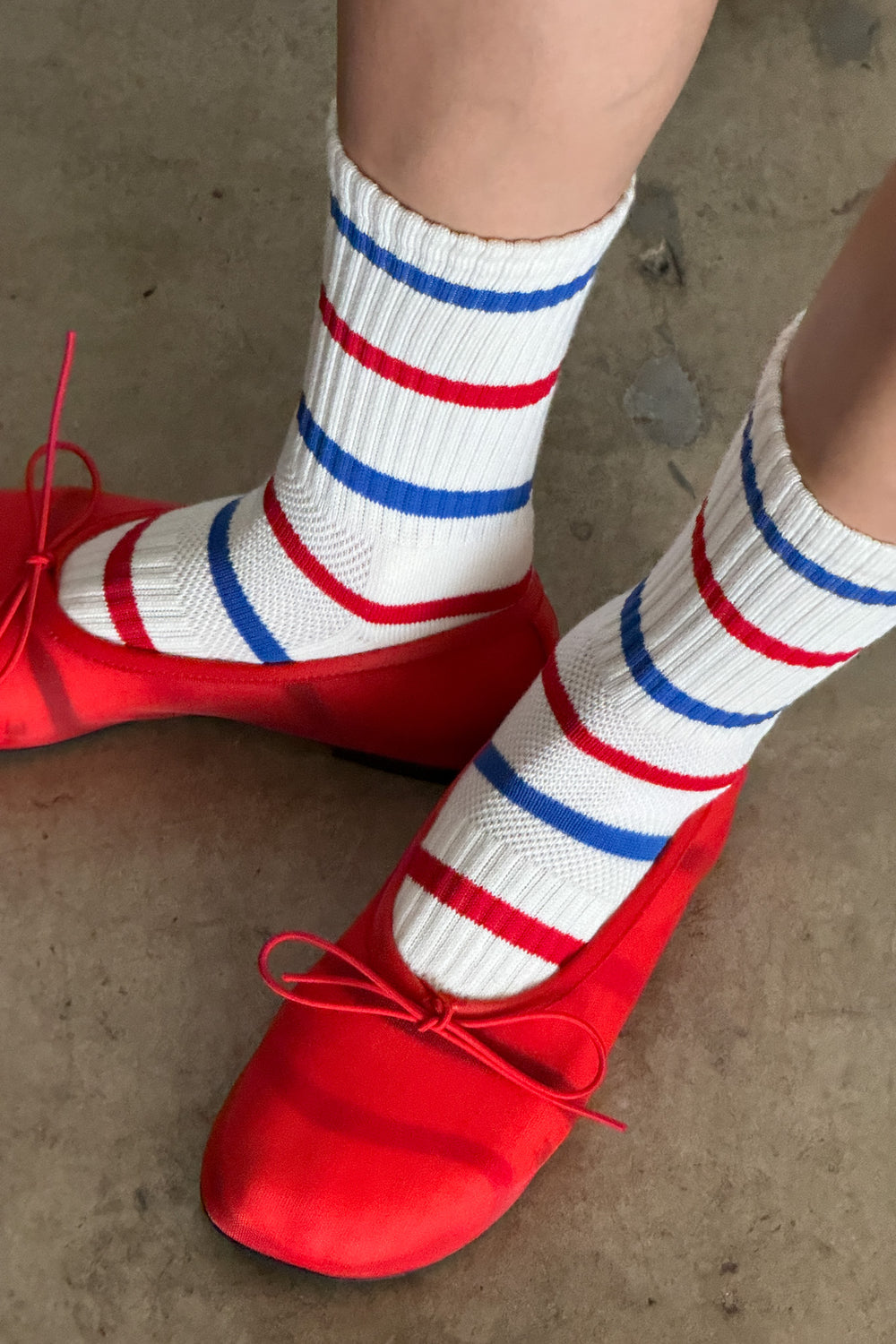 Boyfriend Socks - Red Blue Stripe