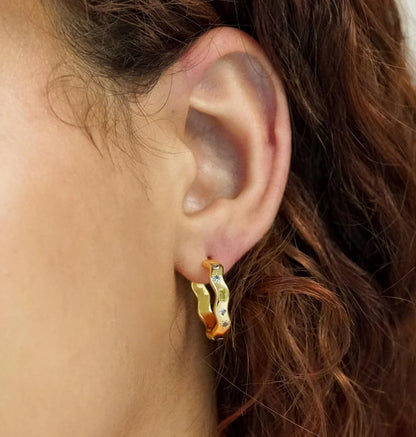 Pastel Jewelled Wiggle Hoop Earrings - Gold